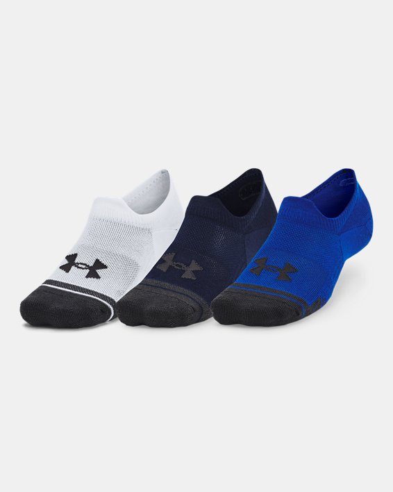 Unisex UA Performance Tech 3-Pack Ultra Low Tab Socks in Blue image number 0